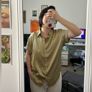 Silk button down short sleeves